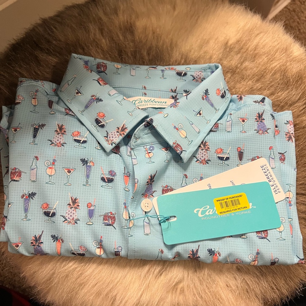 Caribbean Sky Blue Cocktail Pattern Men's Shirt